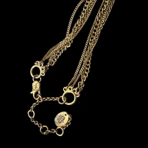 vintage juicy couture, antique gold CZ heart crown neck necklace multilayer thumbnail 2