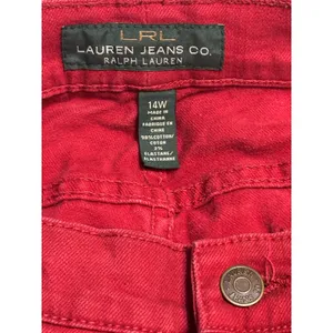 Lauren Jeans Co Ralph Lauren 14W Red Burgundy Straight Leg Stretch Jeans thumbnail 7