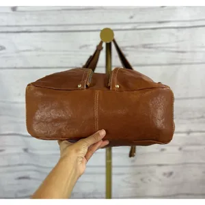 Chocolat Blu Brown Leather Hobo Shoulder Bag Multi Pocket Zip Boho Satchel Purse thumbnail 4