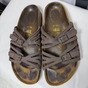 Birkenstock Granada Brown Leather Strappy Sandals Cork Footbed Sandals SZ 8 thumbnail 4