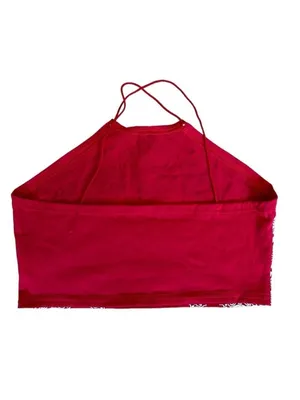 Romwe Red and White Bandanna Halter Cropped Top thumbnail 2