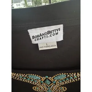 Bob‎ And Betty's Craft Women's Rhinestone And Turquoise Embellished Black Knit thumbnail 11