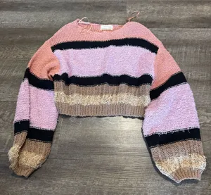 Urban Outfitters Beau Striped Boat Neck Striped Cropped Sweater thumbnail 1