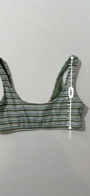 L.A. Hearts PacSun Ribbed Green Blue Striped Scoop Neck Bikini Top thumbnail 6