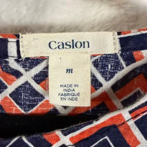 Caslon M Colorful 100% Linen Hi-Lo Shift Dress Navy Mod Geometric Print Summer thumbnail 8