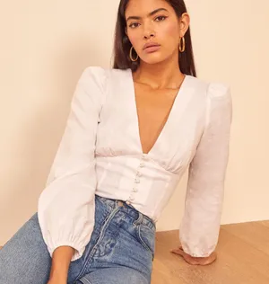 1HR SALE ⚡Reformation Aryn Top (White) thumbnail 1