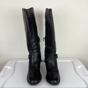 Arturo Chiang Women's Sz 8 Elsie Black Leather Riding Boots Moto Boho Tall thumbnail 4