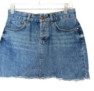 ASOS Denim Micro Mini Skirt Dark Wash Mid-rise Frayed Hem thumbnail 4