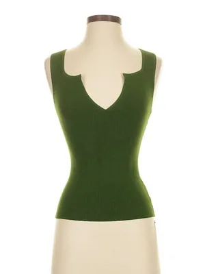 NWT Reformation Rylie in Grass Green Ribbed Cotton Sweater Tank S thumbnail 2