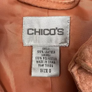 Chico's Women's Suede Leather‎ Jacket Zip Front Size Small Fitted Western Peachy thumbnail 5