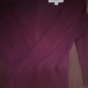 LOFT Wine Long-Sleeve Wrap-Style Sheath Dress Size Small thumbnail 3