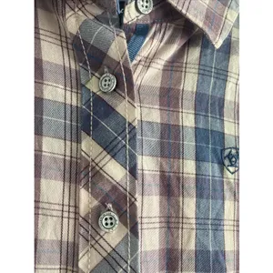 Ariat Plaid Button‎ Down Womens Size S Purple Blue Western Long Sleeve Cotton thumbnail 3