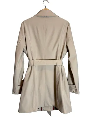 Tommy Hilfiger Belted Trench Coat Womens Medium Beige Lightweight Preppy Classic thumbnail 5