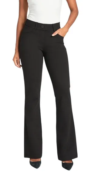 Betabrand Womens 7 Pocket Bootcut Dress Yoga Pants Size Medium Black Stretch thumbnail 1