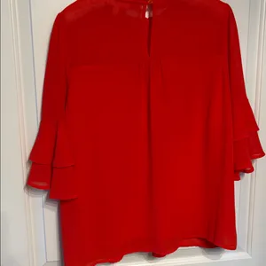 Monteau Vibrant Valentine’s Red Ruffle Sleeve Blouse thumbnail 7