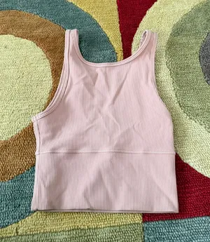 Lululemon Power Pivot Ribbed Tank Top Cropped Beige Tan Color Women’s Size 0 thumbnail 1