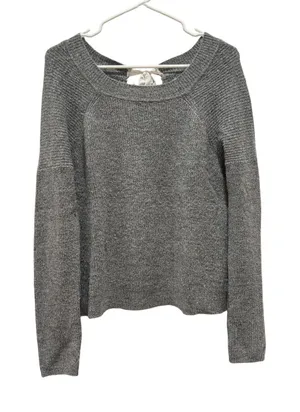 Abercrombie & Fitch Womens Gray Metallic Knit‎ Sweater Medium Tie Back thumbnail 1