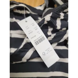 J. Crew Shift Dress Womens Small Black White Striped Knit Puff Sleeve B84 thumbnail 5