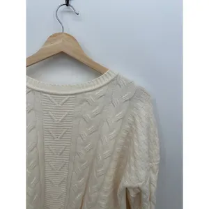 Cyrus Cream Cable Knit Sweater Women M Chunky Cozy Classic Heritage Quiet Luxury thumbnail 5