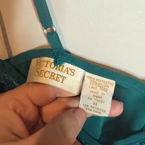 Vintage Victoria's Secret Gold Label teal lacy camisole slip thumbnail 3