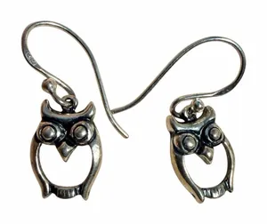 Sterling Silver Owl Dangle Earrings thumbnail 1