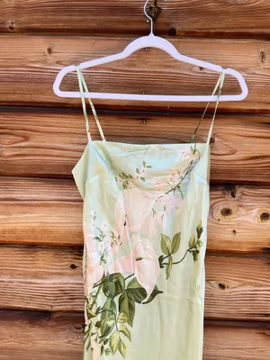 Few Moda o.p.t. Mazzy Green Size M Floral Silk Slip Maxi Dress thumbnail 7