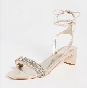 NEW Loeffler Randall Jackie Mid-Heel Rhinestone Sandals Cappuccino Size 8 thumbnail 1
