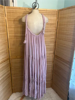 Free People Bare it All Lavender purple Maxi Dress boho hippie woman’s medium thumbnail 3