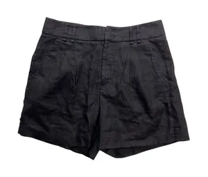 Free‎ People Shorts Women 2 Black 100% Linen High Waisted Pleated Front thumbnail 1