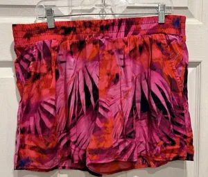ana A New‎ Approach Pink Orange Tropical Palm Print Shorts Womens L NWT Active thumbnail 1