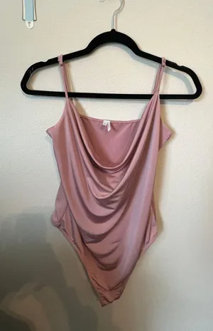 Urban Outfitters Baby Pink Silky Smooth Cowl Neck Bodysuit thumbnail 1