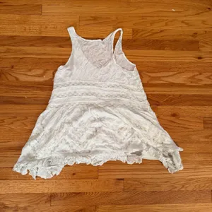 Intimately Free People Polka Dot Lace Ruffle slip Tank Top Small White Boho thumbnail 6