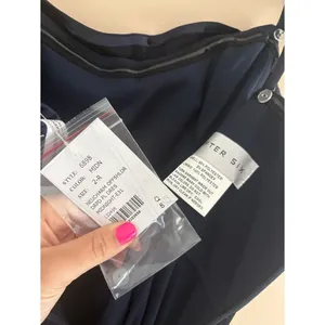 After Six A-Line Satin Maxi Dress Midnight Navy Size 2 Off Shoulder Strapless thumbnail 6