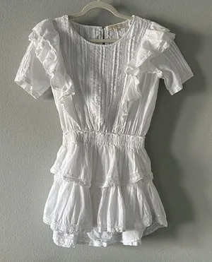 LoveShackFancy Natasha Dress in White thumbnail 4