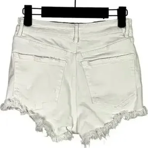 ZARA Cutoff Distressed Jean Shorts Raw Ripped Hem High Rise Pockets 2 White thumbnail 11
