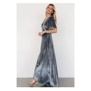 Baltic Born Katelyn Velvet Wrap Maxi Dress Dusty Blue Size XL Wedding Party NWT thumbnail 9