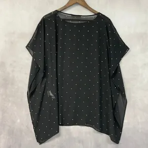Michael Kors Womens Poncho Top Size S/M Black Gold Studded Sheer Flowy Glam thumbnail 6