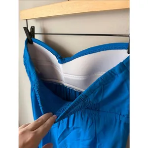 Tommy Bahama Tube Strapless Blue Maxi Dress Smocked Back Resort Vacation Beach thumbnail 4
