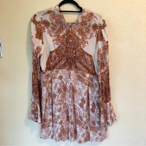 Free People Lady Luck Dress L Cream/Rust thumbnail 7