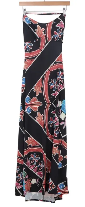 ASOS Design Maxi Dress Womens 10 Bodycon Black Multi Floral Open Back Excellent thumbnail 1