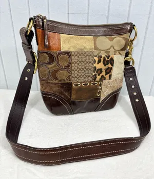 Vintage Coach Y2K Patchwork Signature Leather Suede Crossbody Bag thumbnail 1