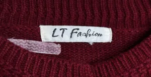 VTG Cardigan Sweater Maroon floral tonal embroidery Pearl bead details Grannycor thumbnail 5