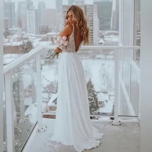 LULU's Stunning Rhinestone Sexy Romantic Sexy Flowy Elegant Wedding Gown thumbnail 2