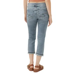 Silver Jeans Co. Mid Rise Curvy Fit Capri Jeans Luxe Stretch Indigo Blue 25x23 thumbnail 9