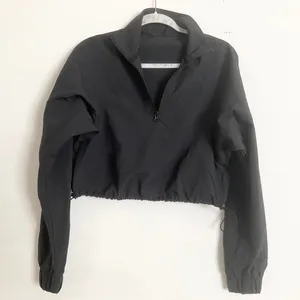 Alo Yoga Cropped 1/4 Zip Alumni Pullover Black S thumbnail 2