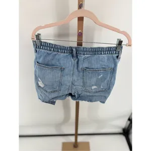 Aerie Distressed Denim Shorts Elastic Waist Medium Wash Size M thumbnail 5