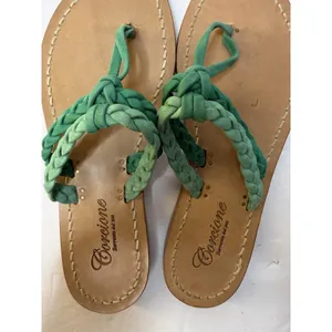 Corcione Sorrento Women's US 5 Green Suede Braided Sandal Flats Italy Summer New thumbnail 7