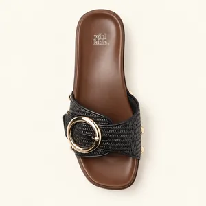 Wild Fable Zenna Black Woven Wooden Platform Sandals Studded Buckle Mules 6.5 thumbnail 4