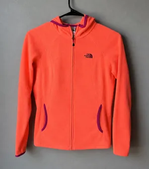The North Face Orange Hooded Full Zip Fleece thumbnail 1