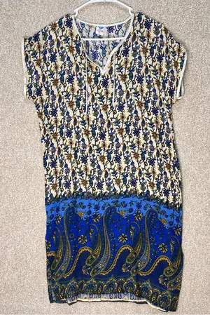 Imperfect 100% cotton made in Egypt tunic dress‎ size medium lightweight summer thumbnail 1